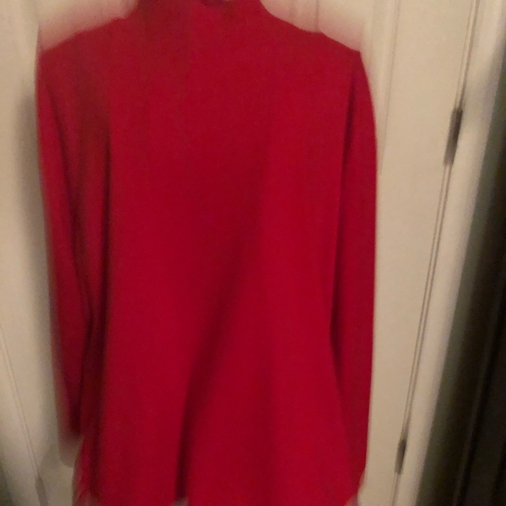Red turtleneck shirt